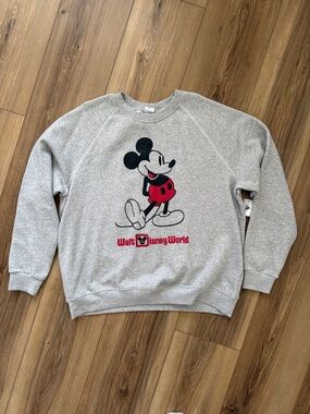 Disney Gray Mickey Mouse Walt Disney World Sweatshirt - Red Accent